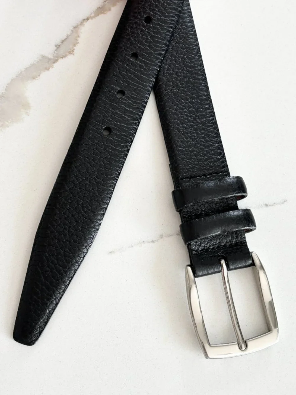 NEW TORINO European Tumbled Calfskin Leather Belt Black MENS 44